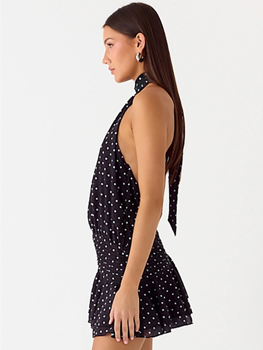 Peppermayo Black Polka Dot Halter Mini Dress - Picture 2 of 2